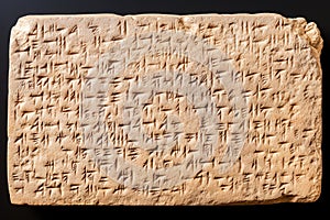 Cuneiform script on a clay tablet illustration photo photo