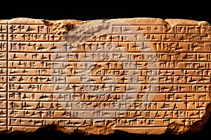 Cuneiform script on a clay tablet illustration photo photo