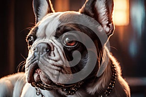 AI generated image of a cute dog, French bulldog, Frenchie, boxer, posing and looking away photo