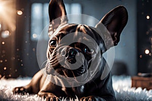 AI generated image of a cute small dog, French bulldog, Frenchie, posing and playing photo