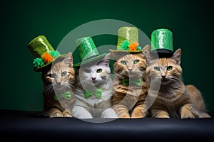 Cute St Patrick's day cats with green hats