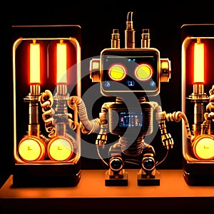 AI generated image - Cyberpunk device with nixie tubes and vacuum tubes