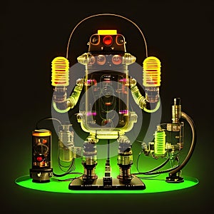 AI generated image - Cyberpunk device with nixie tubes and vacuum tubes