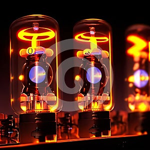 AI generated image - Cyberpunk device with nixie tubes and vacuum tubes