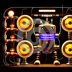 AI generated image - Cyberpunk device with nixie tubes and vacuum tubes