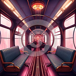 AI generated image - Cyberpunk train riding in a science fiction landscape