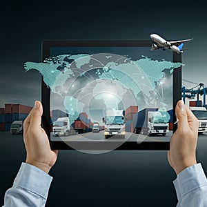 AI-Generated Image of Global Logistics Display photo
