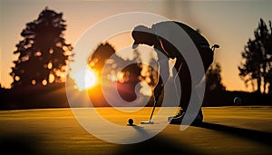 Focused Golfer on Green Course, Made with Generative AI