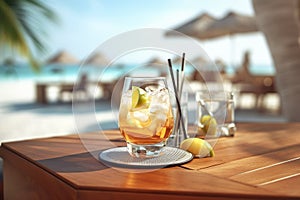 AI generated image of drink on the beach