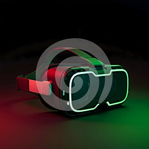 AI Generated: Virtual Reality Headset with Green and Red Lights