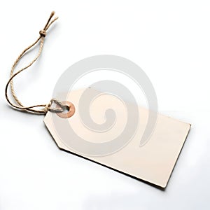 AI Light Beige Tag with String Loop and Metal Ring