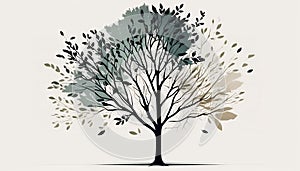 Minimalista un árbol ilustraciones en un piso diseno gráficos hecho 