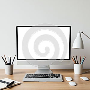 AI-Generated Image: Sleek Laptop Mockup for Digital Showcases photo