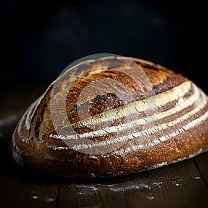 AI Generated: Rustic Loaf of Bread with Dark Crust and Scored Top
