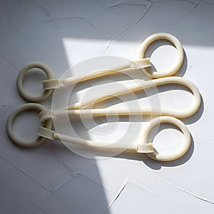 AI-Generated Image of Three Light Beige Tubes with Rings at Each End photo