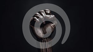 AI Generated Image. Fist of Afro-American Protestors on a black background. Black Lives Matter concept