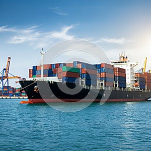 AI-Generated Image: Global Shipping Network with World Map and Transport Modes photo
