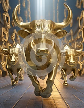 Golden bull run photo