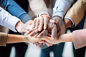 Hands united, Team work, strength together