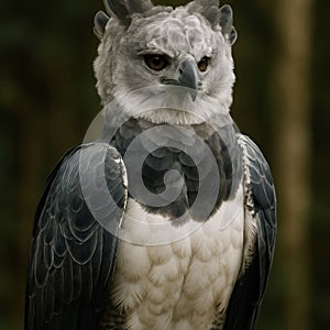AI-Generated image of a harpy eagle in a side-angled portrait pose