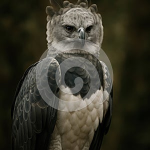 AI-Generated image of a harpy eagle in a side-angled portrait pose