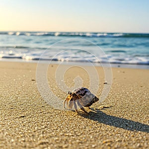 AI generated image of Hermit Crab on the Beach