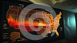 US Map with Geospatial Data and Satellite Connections AI generated photo