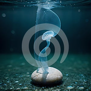 AI generated image of a jelly fish alongwith a pebble