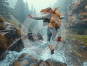 AI generated image, jumping, rebounding, extreme sports