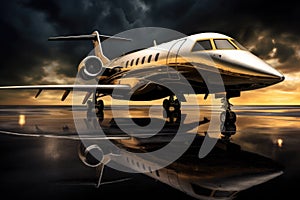 Luxury Private jet, on `runaway