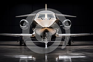 Luxury Gold Private jet, front view photo