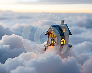 A Dreamy Cottage Floating Amongst the Clouds