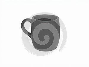 Simple Gray Ceramic Mug on White Background, Studio Shot