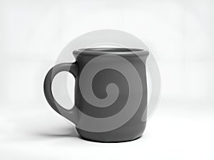 Simple Gray Ceramic Mug on White Background, Studio Shot