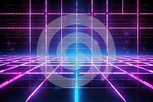 Neon grid pattern background 80s retro nostalgic
