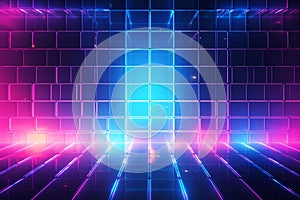 Neon grid pattern background 80s retro nostalgic