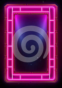 Neon grid pattern frame 80s retro nostalgic