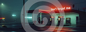 AI-Generated Image: Neon-lit Night Gas Station with \