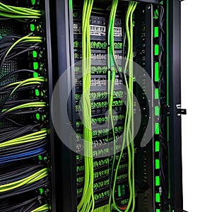 AI generated image - network cables in a server rack