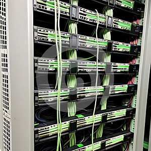 AI generated image - network cables in a server rack