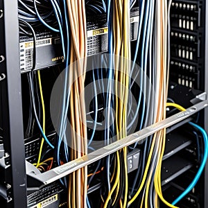 AI generated image - network cables in a server rack