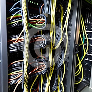 AI generated image - network cables in a server rack