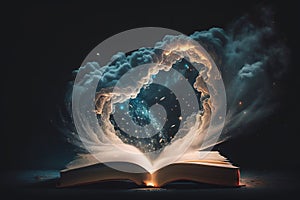 Opened wizard magic book