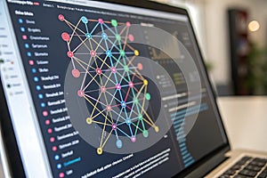 A close-up of neural network algorithm on screen