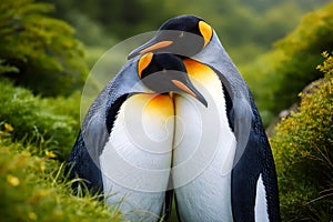Majestic Emperor Penguin Couple Standing Close In A Symbolic Scene Of Loyalty And Bonding