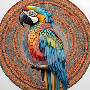 Rainbow Wings: The Colorful Parrot Mandala photo