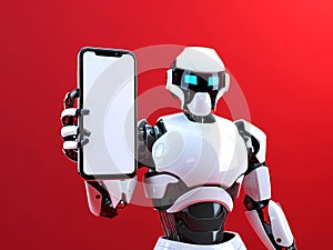 AI-Generated image of A robot is holding a cell phone in its hand