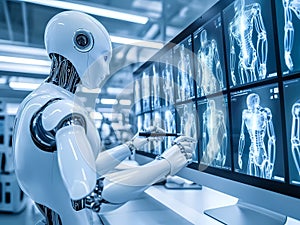 AI-Generated image of The robot is using a stylus to interact with the image