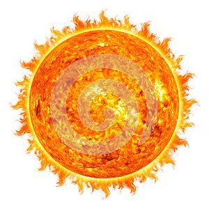 Round sun fire explosion on white background