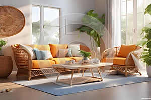 AI-generated image showcases a living room with its vibrant colors designed to be warm and inviting